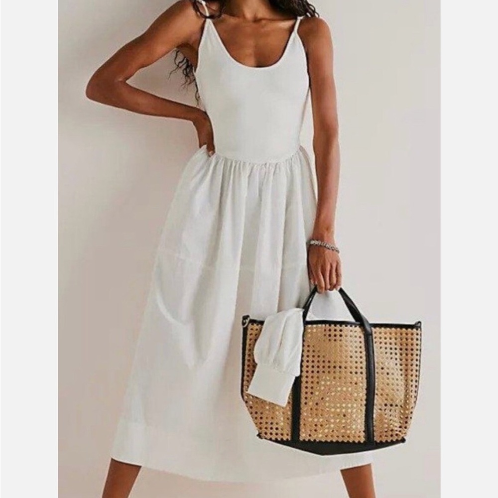 Free People Dylan Mixed-Media Bohemian Low-Back Dress